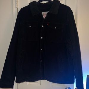 Levi's Men's Corduroy Sherpa-Lined Trucker Jacket Black XXL